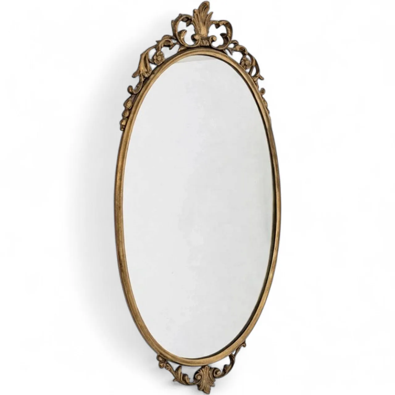 Specchio ovale in fusione di bronzo stile Luigi XV, anni '50 9