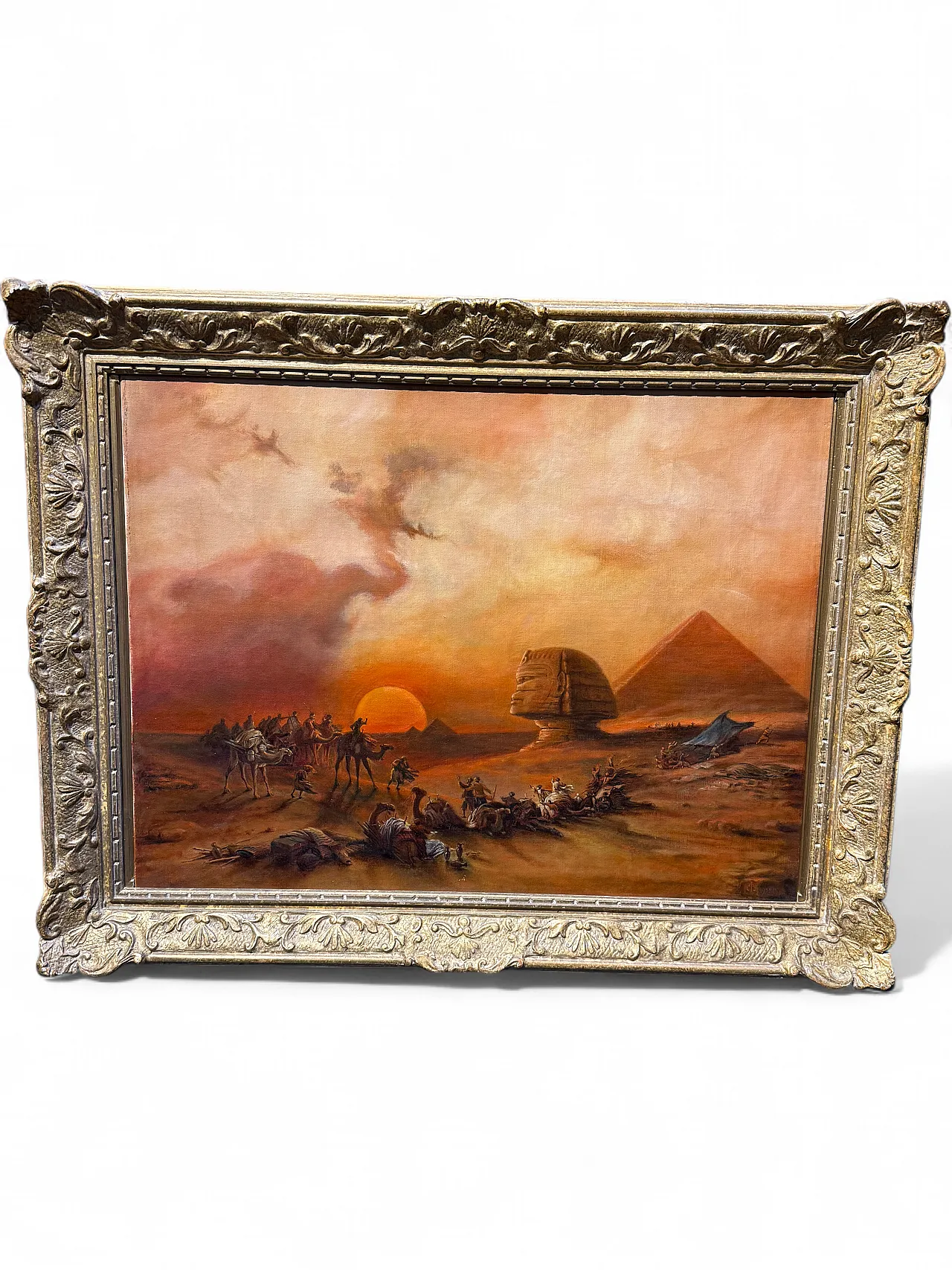 Oil painting on canvas Pyramids and characters orientalist landscape 16