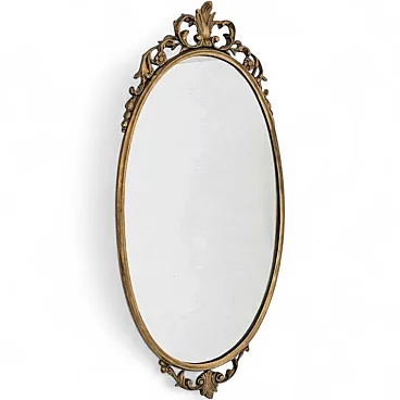 Specchio ovale in fusione di bronzo stile Luigi XV, anni '50
