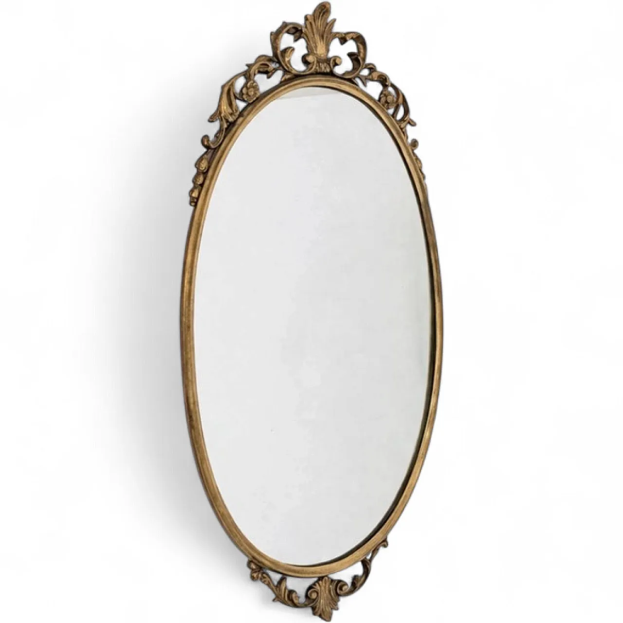 Specchio ovale in fusione di bronzo stile Luigi XV, anni '50 12