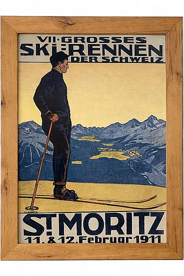 Poster con cornice in rovere St. Moritz 1911