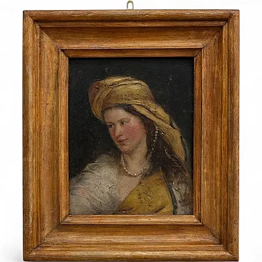 Miniature portrait of woman with Truban – After Vermeer, 18th-century