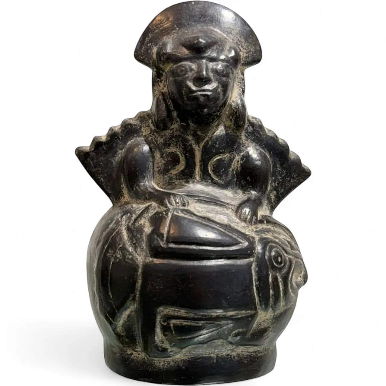 Pre-Columbian Moche Blackware Stirrup Spout Vessel 8