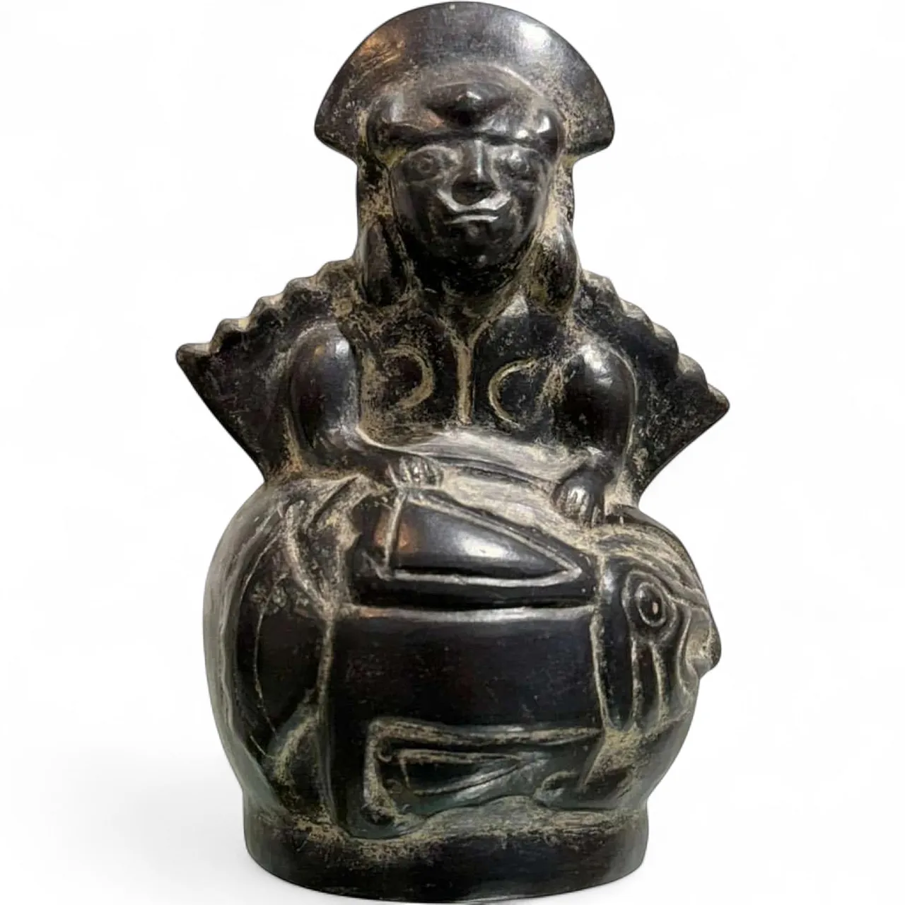 Pre-Columbian Moche Blackware Stirrup Spout Vessel 9