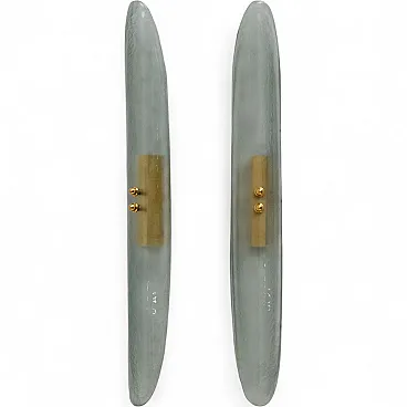 Pair of water green Murano glass appliques, 50s