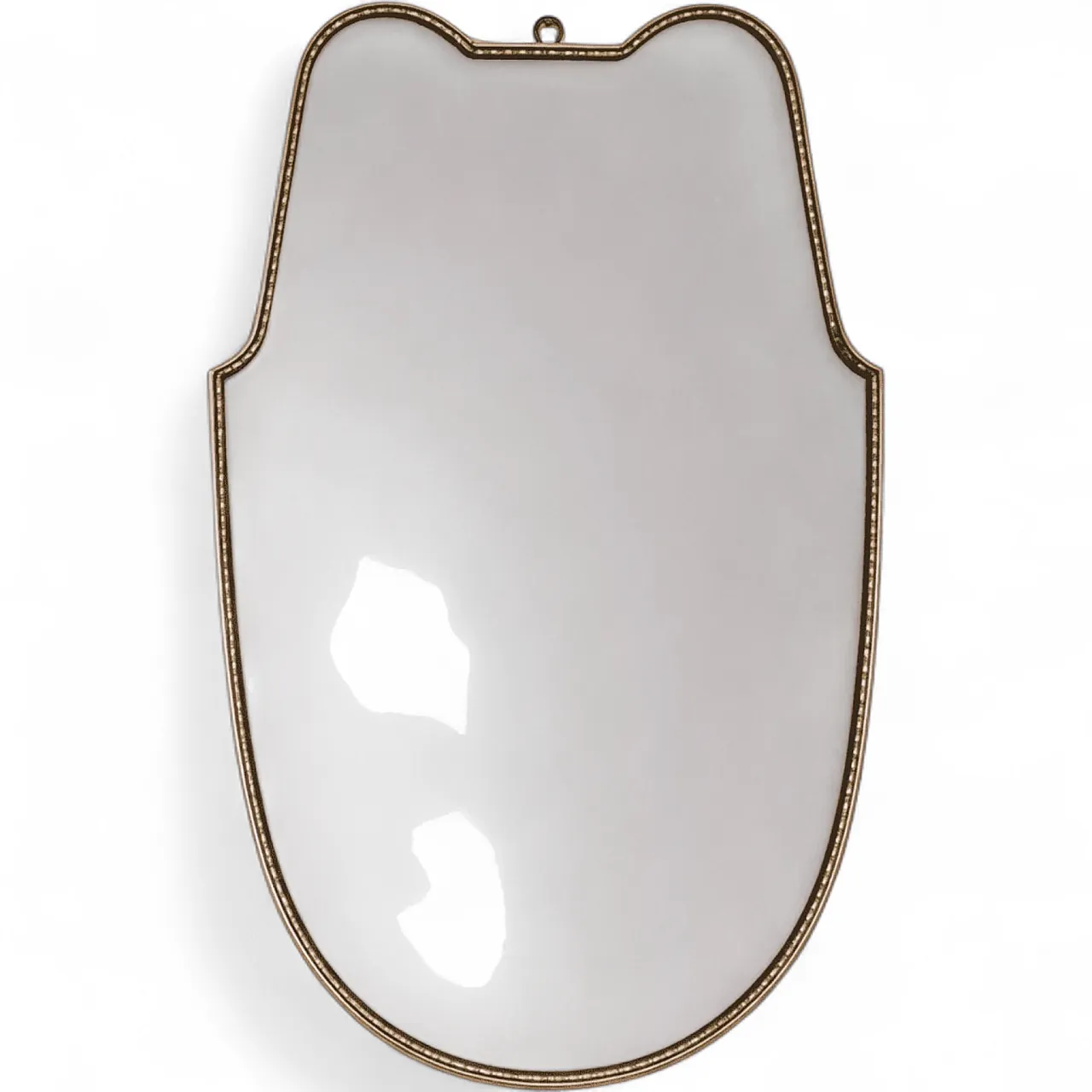 Specchio a scudo Mid-Century Modern in ottone stile Gio Ponti, anni 60 9