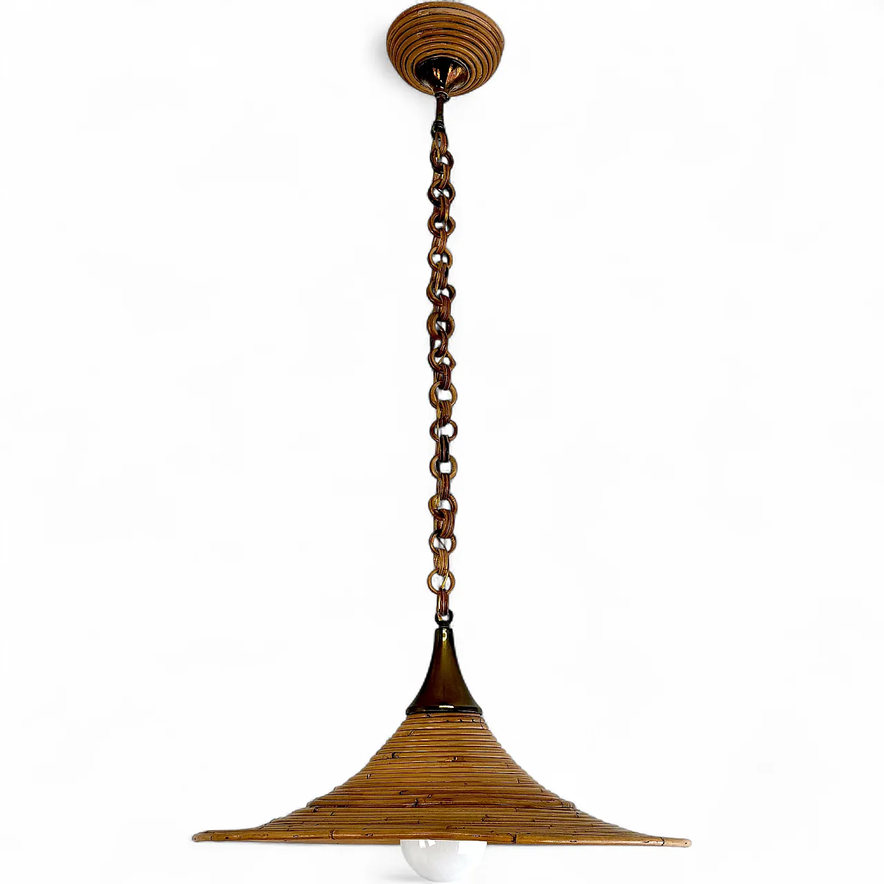 Wicker chandelier in the Vivai Del Sud style, 1970s Italy 11