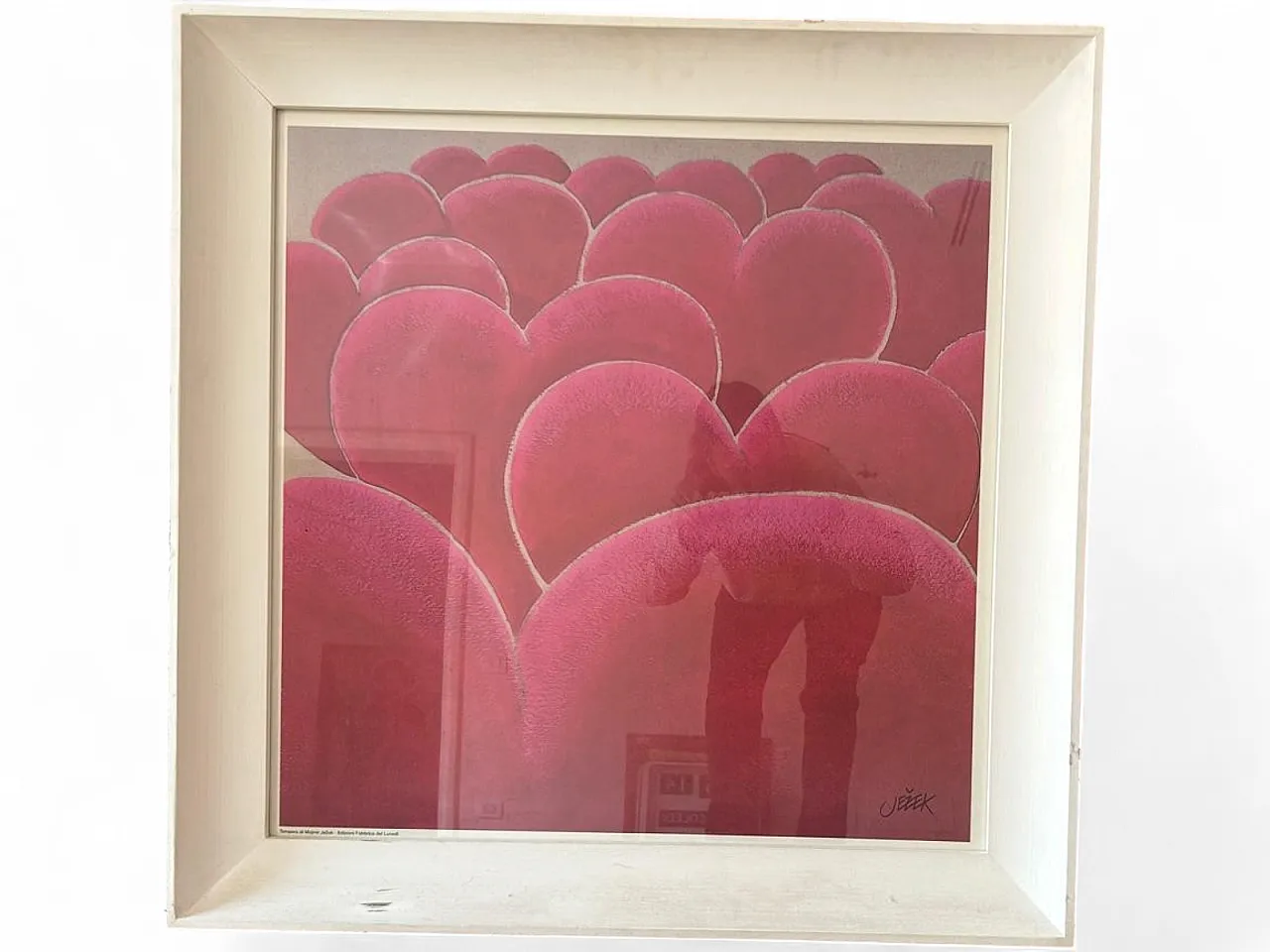Work Mojmir Ježek tempera on paper pink hearts, 70s 6