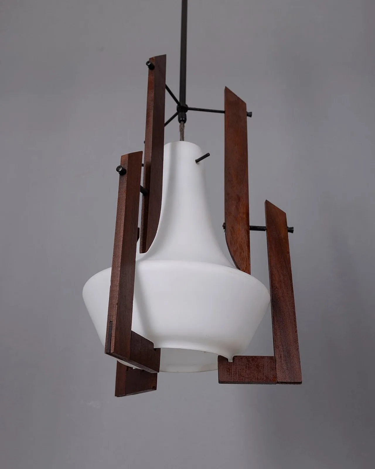 Chandelier by Ico Parisi in glass and wood, 1960s 2