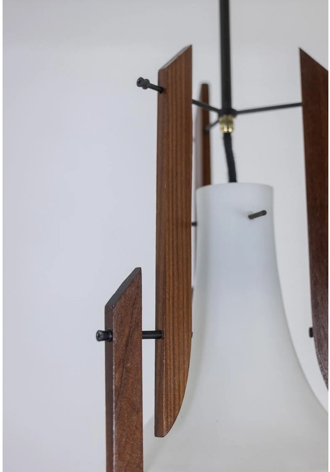 Chandelier by Ico Parisi in glass and wood, 1960s 4
