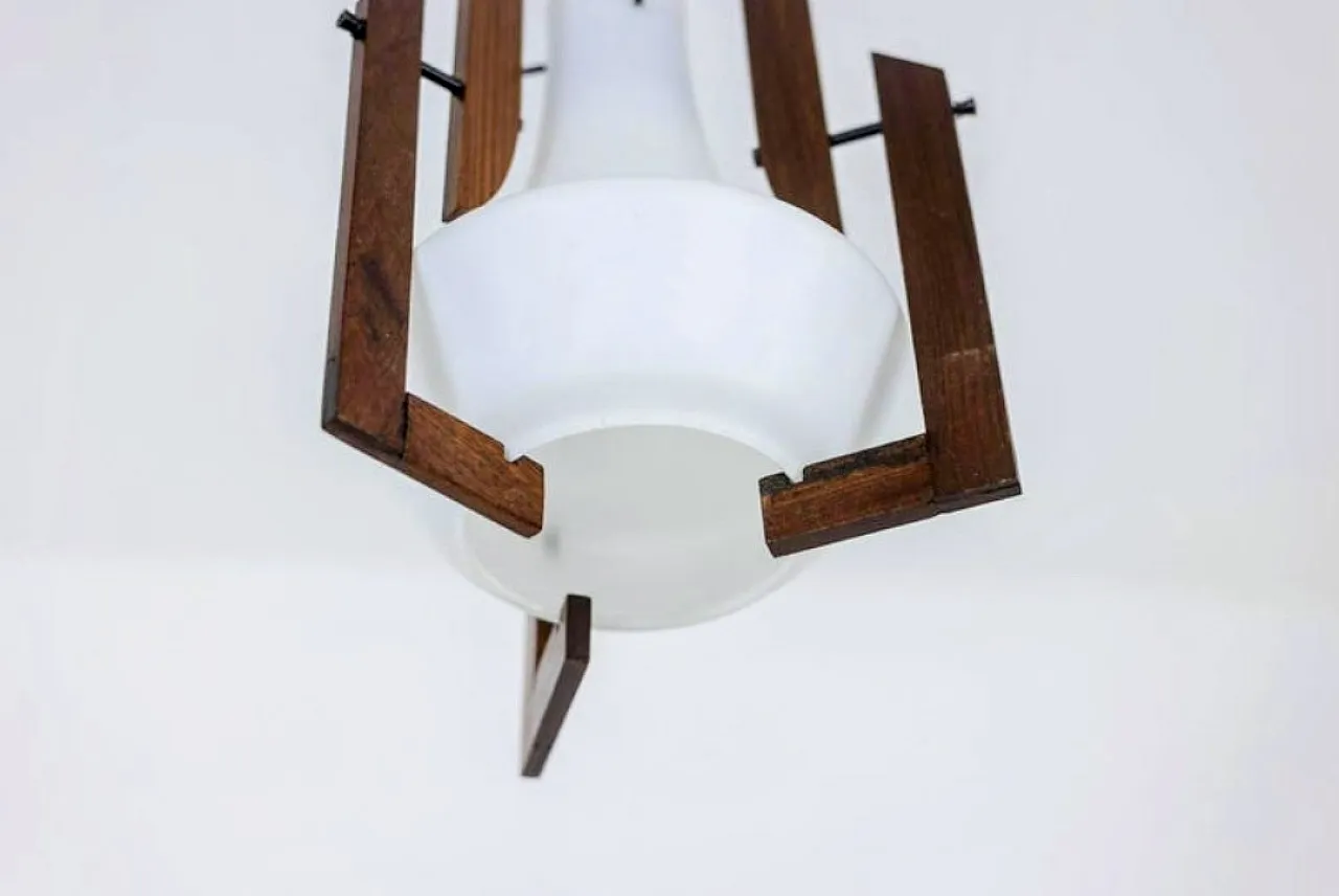 Chandelier by Ico Parisi in glass and wood, 1960s 5
