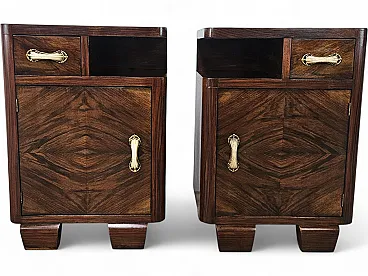 Comodini Art Decò in radica e bachelite, anni '50
