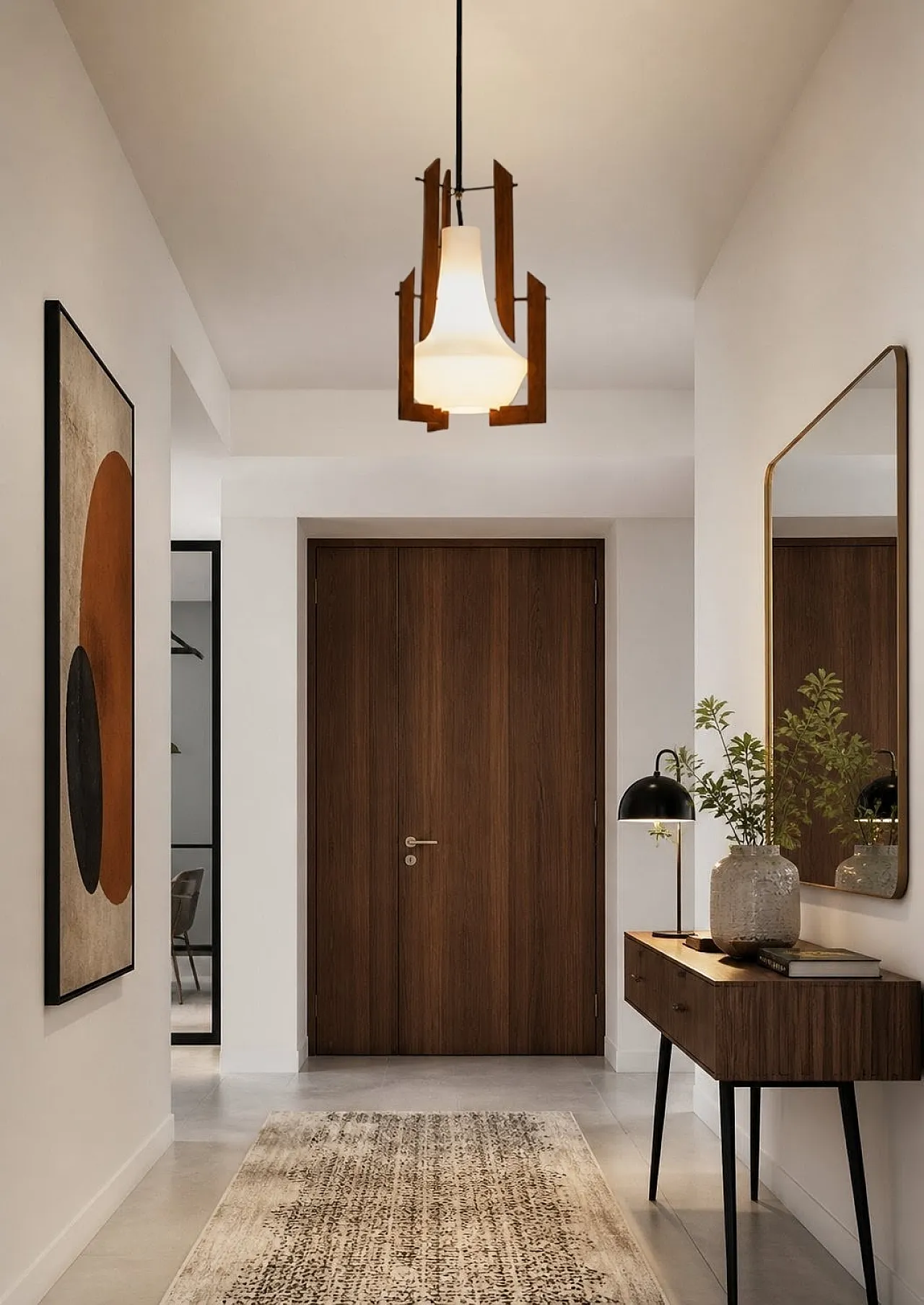 Chandelier by Ico Parisi in glass and wood, 1960s 6