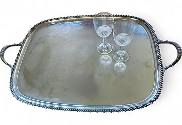 English silver serving tray, George III style, 30s