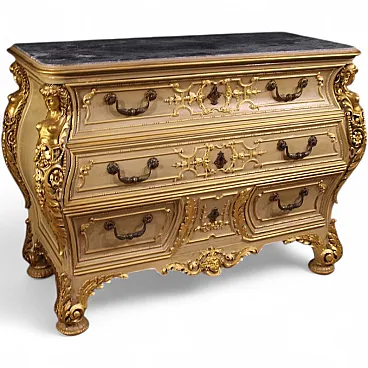 Lacquered and gilded chest of drawers, 20th century