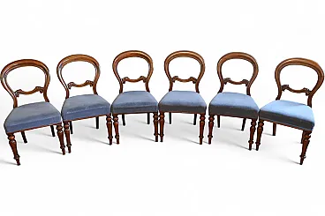 6 sedie vittoriane inglesi legno noce schienale mongolfiera, '800