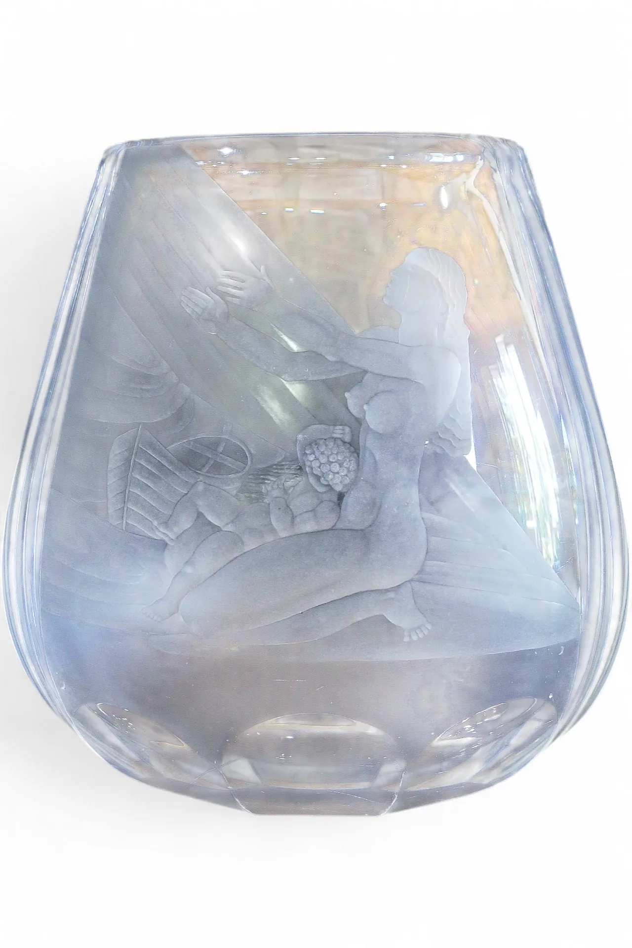 Orrefors glasbruk Simon Gate vaso cristallo inciso maternità nudo 26