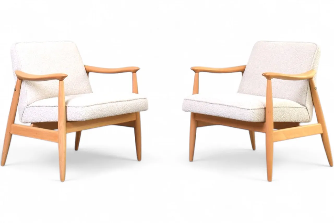 Pair of Mid-Century Lounge Chairs by J. Kędziorek, 1960s 17