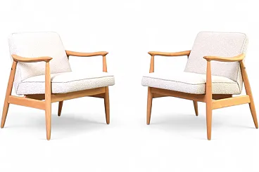 Pair of Mid-Century Lounge Chairs by J. Kędziorek, 1960s