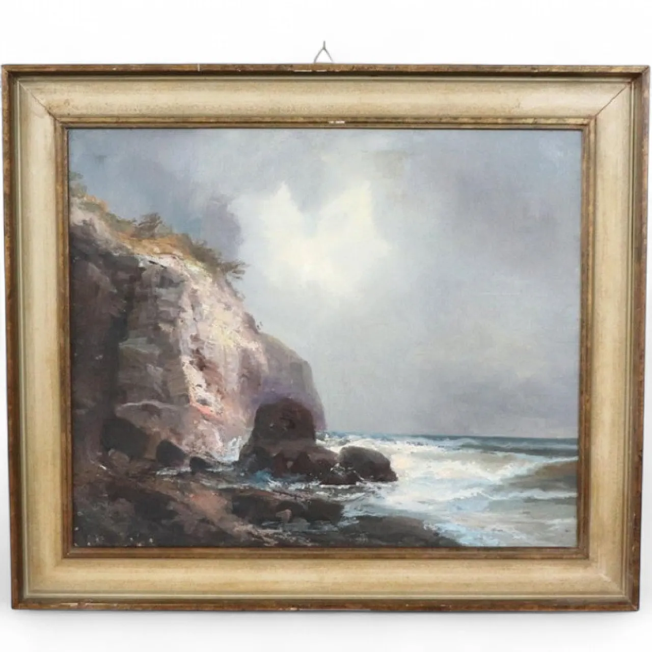 Oil painting on marine canvas with cliff, 1900s 13
