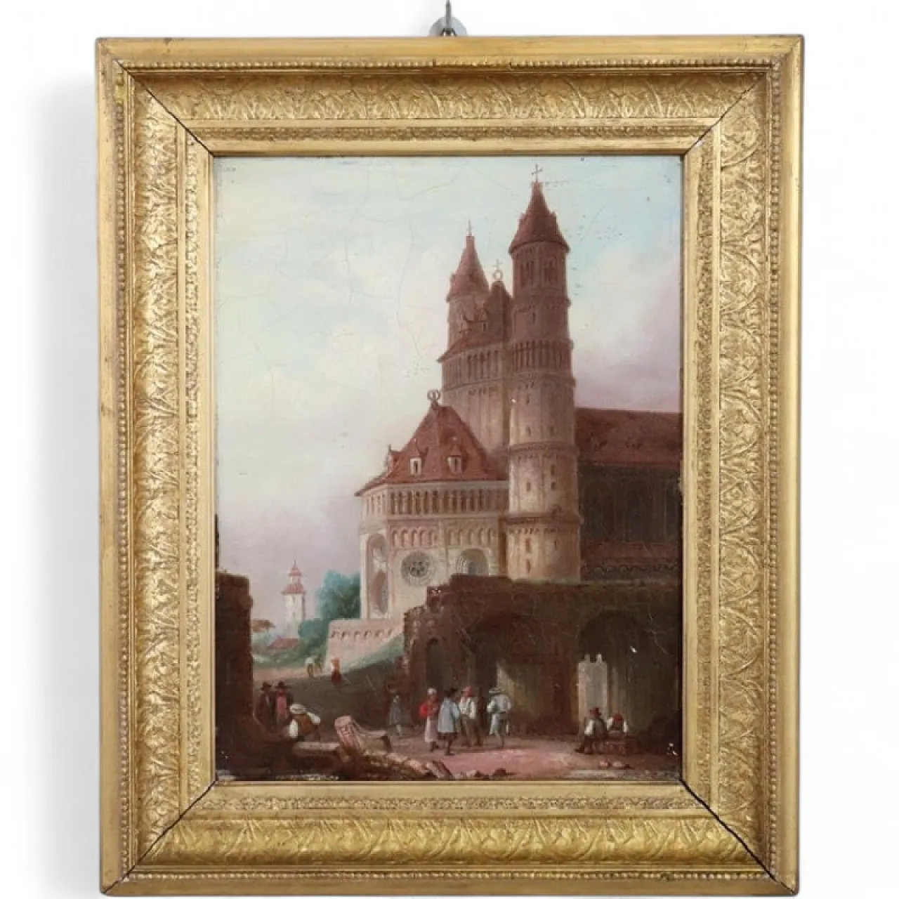 Oil painting on panel Worms Cathedral, Germany, 19th century 13