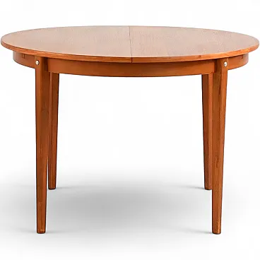 Round extendable Scandinavian teak table, 1960s
