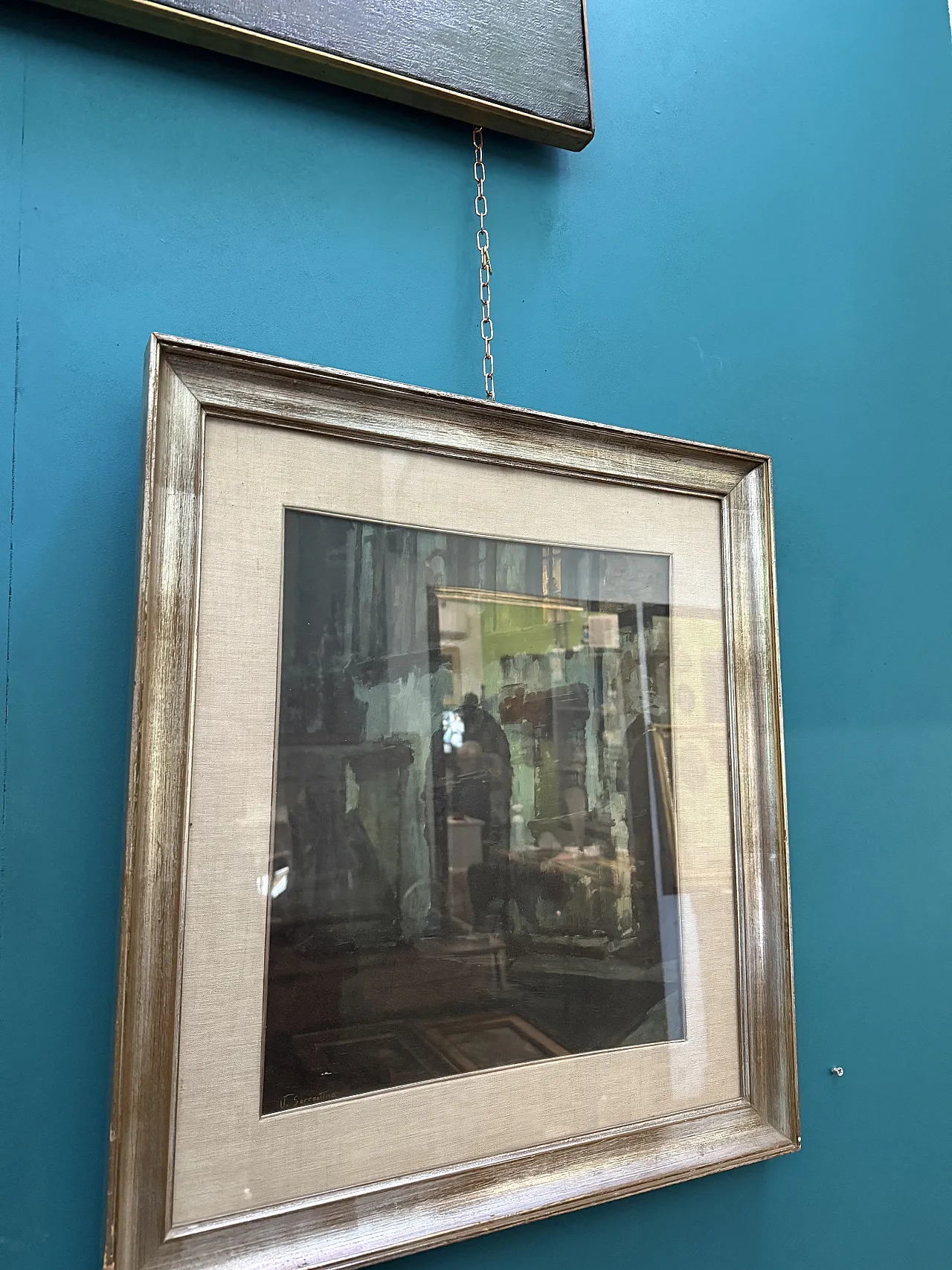 Oil painting on panel, ancient buildings by V. Sorrentino,19th century 2