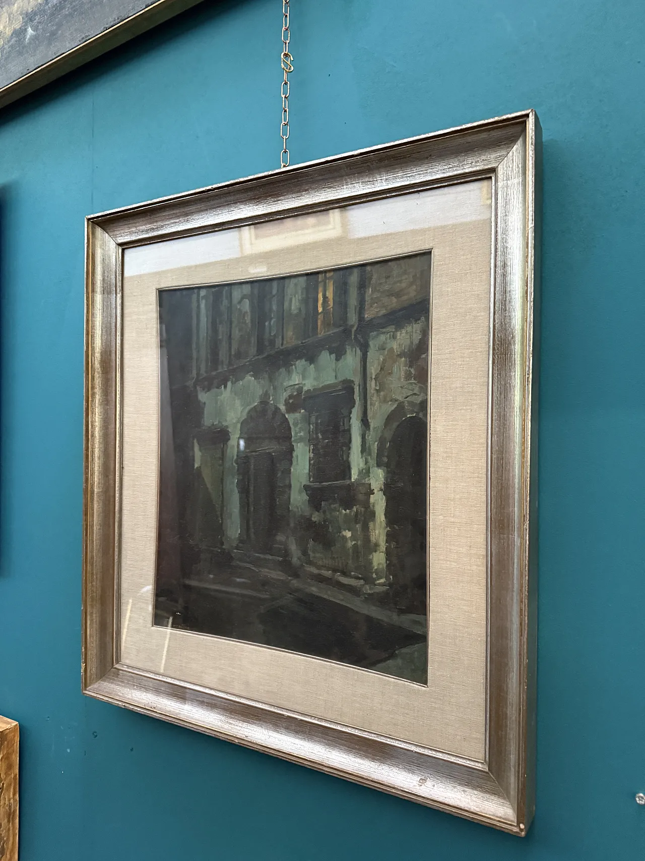 Oil painting on panel, ancient buildings by V. Sorrentino,19th century 5