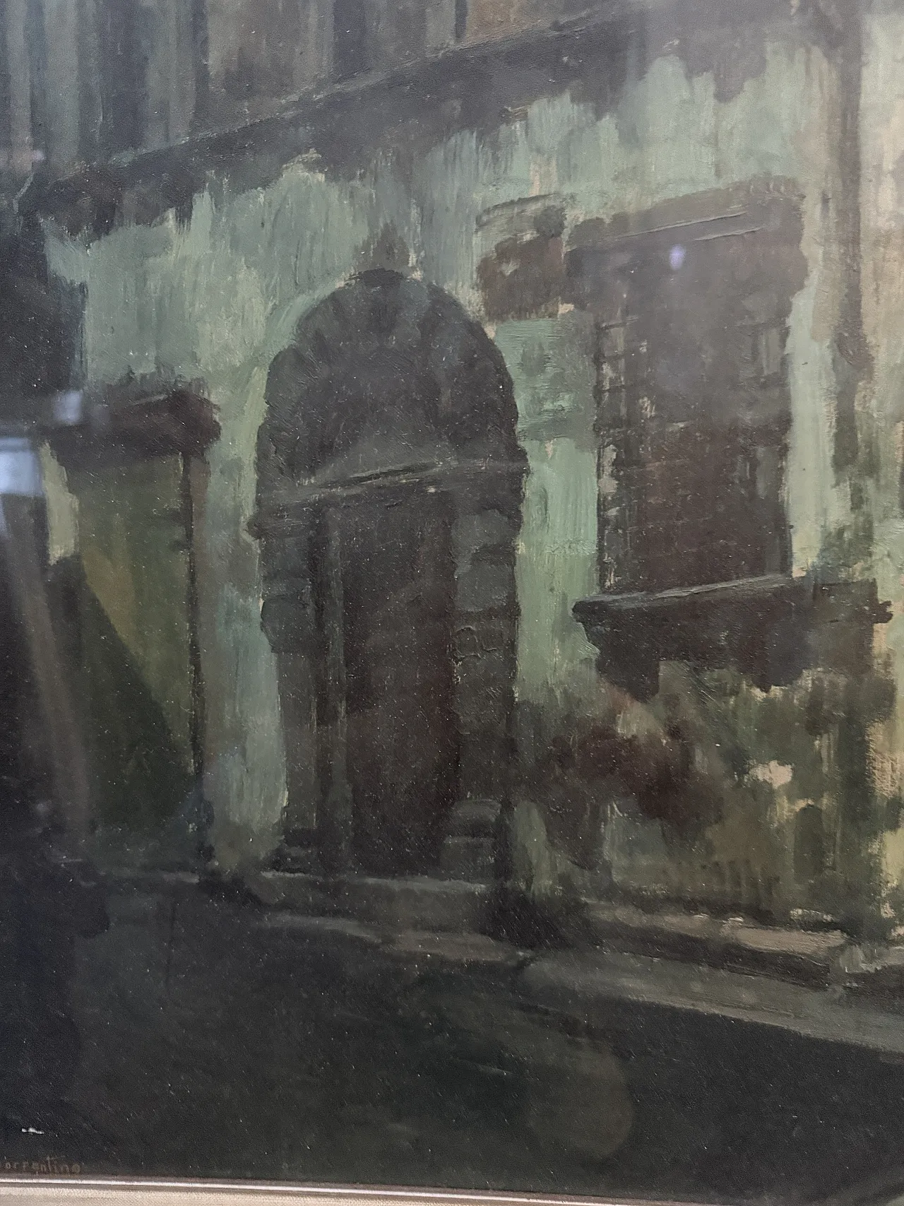 Oil painting on panel, ancient buildings by V. Sorrentino,19th century 7
