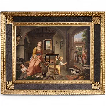 L. Galli, Interior with lady framed in Napoleone III style, 19th c.