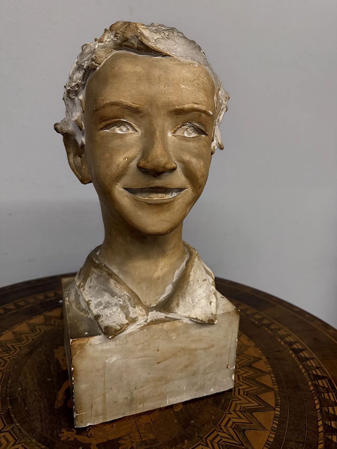 Patinated plaster sculpture of a boy, 1940s 1