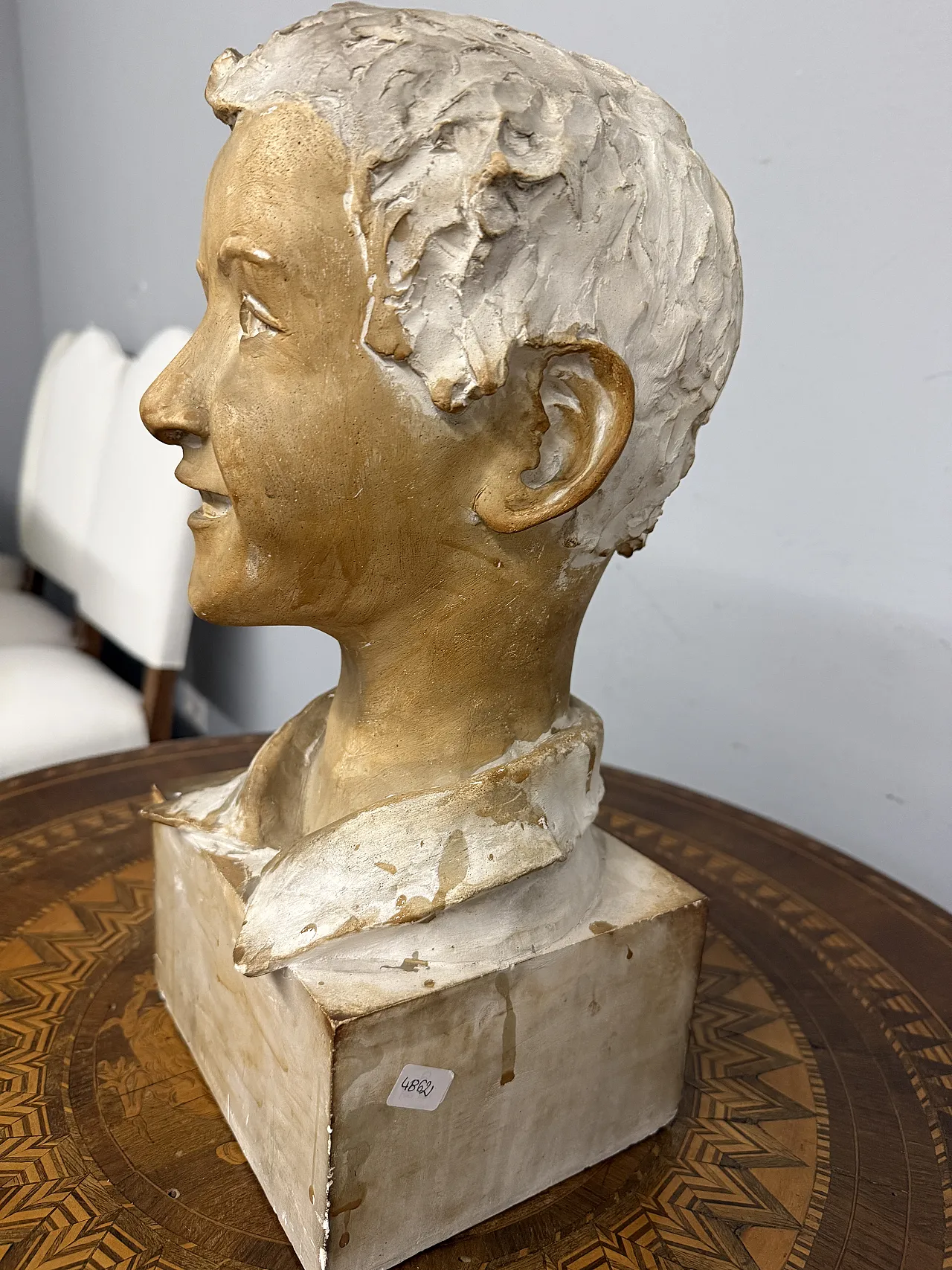 Patinated plaster sculpture of a boy, 1940s 8
