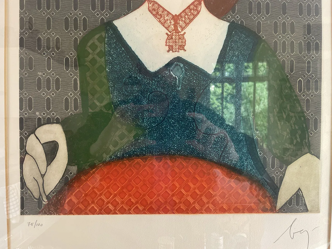 Bust of a woman, Enrico Baj lithograph, 20th century 2