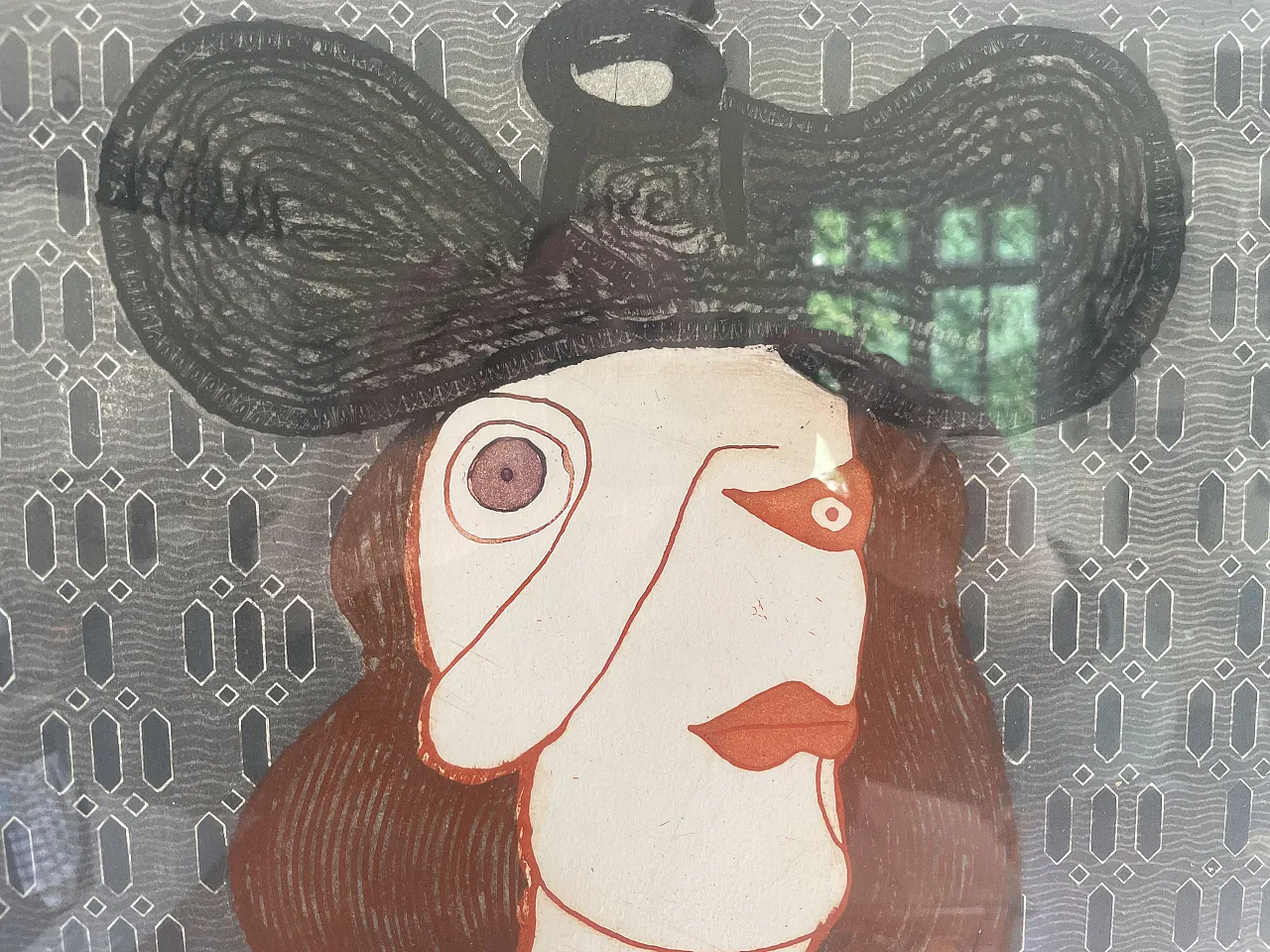 Bust of a woman, Enrico Baj lithograph, 20th century 3