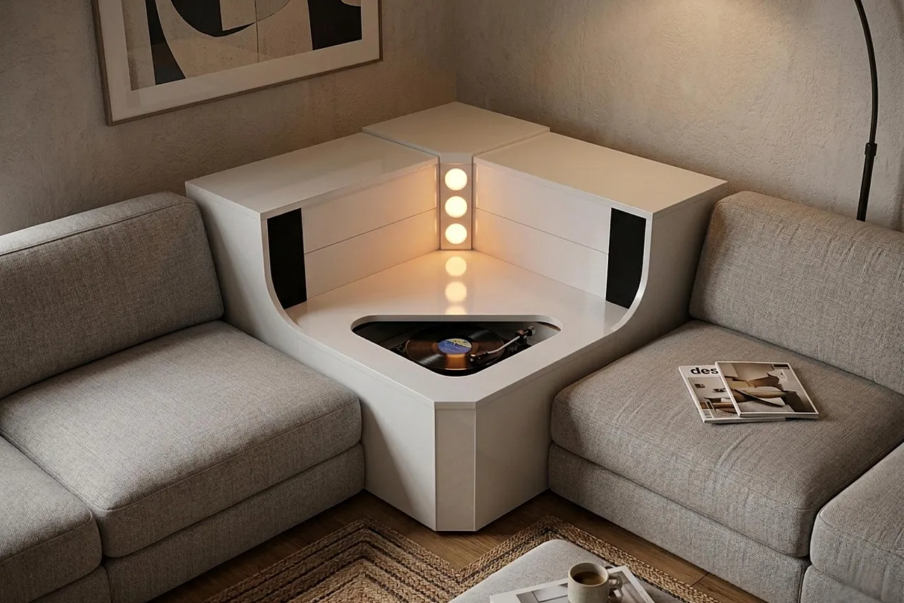 Corner cabinet with integrated turntable, 20th century 3