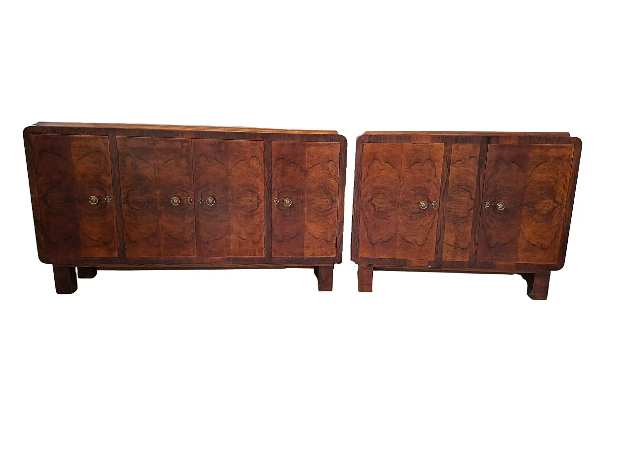 Pair of Art Deco sideboards in briarwood, 1930s 6