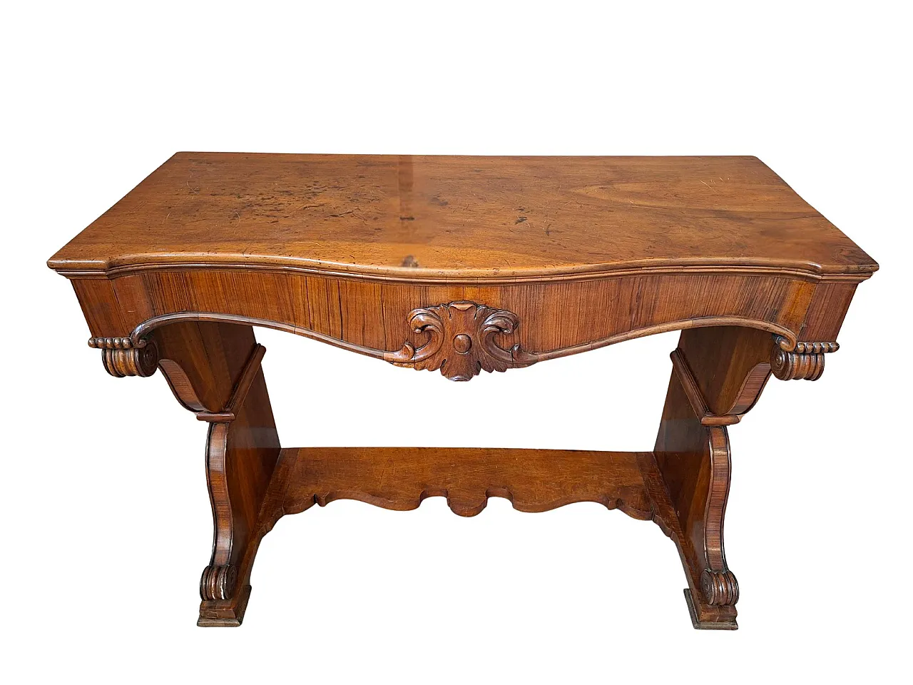 Feather walnut console table Charles X, 19th century 4