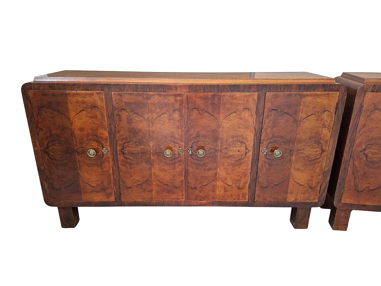Pair of Art Deco sideboards in briarwood, 1930s 7
