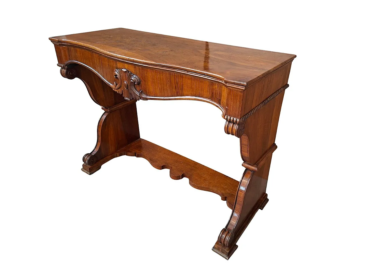 Feather walnut console table Charles X, 19th century 6