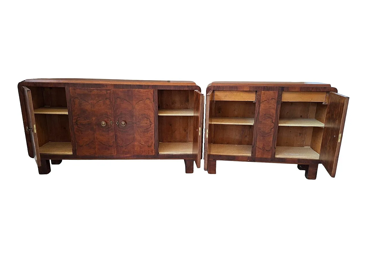Pair of Art Deco sideboards in briarwood, 1930s 10