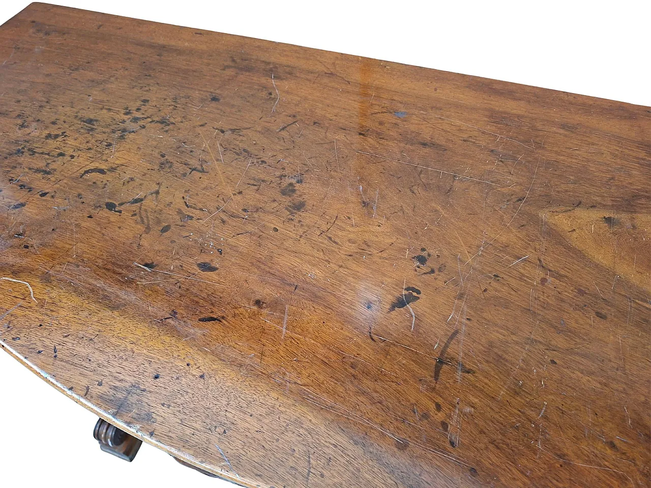 Feather walnut console table Charles X, 19th century 8