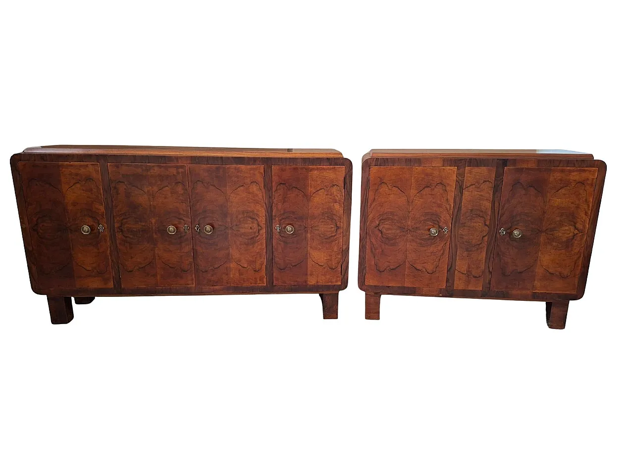 Pair of Art Deco sideboards in briarwood, 1930s 12