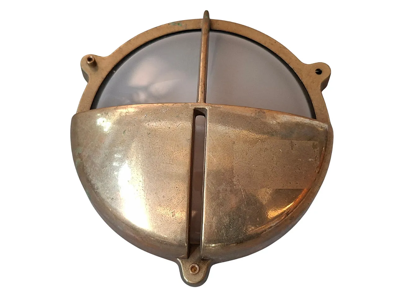 Nautical bulkhead lamp in solid brass, 20th century 3
