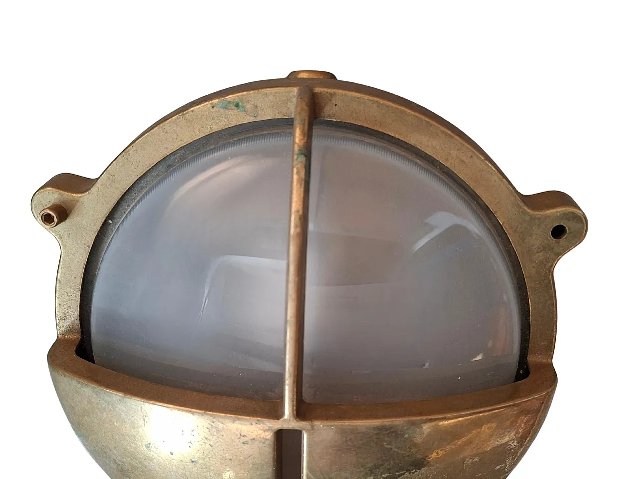 Nautical bulkhead lamp in solid brass, 20th century 4
