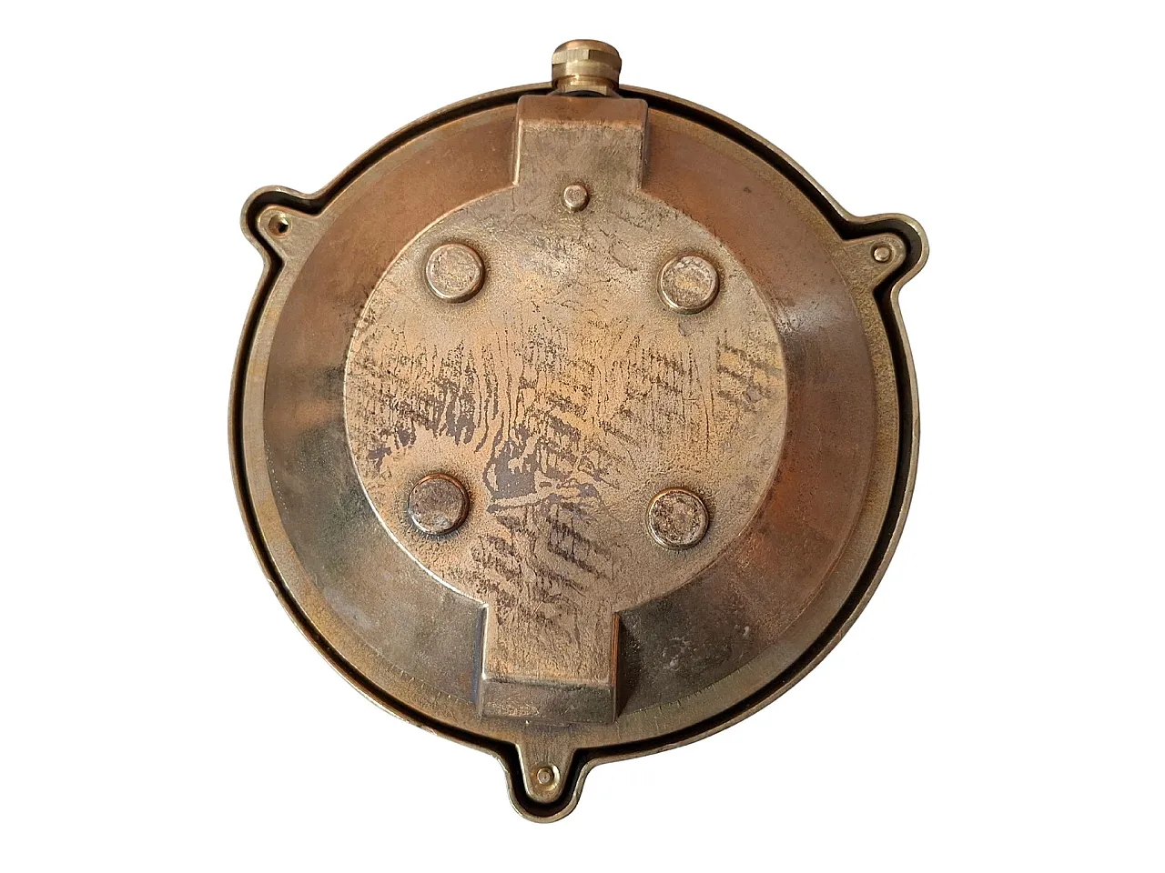 Nautical bulkhead lamp in solid brass, 20th century 5