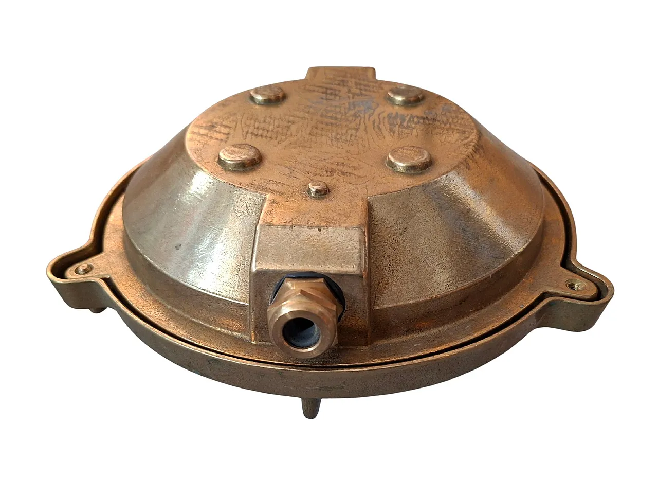 Nautical bulkhead lamp in solid brass, 20th century 6