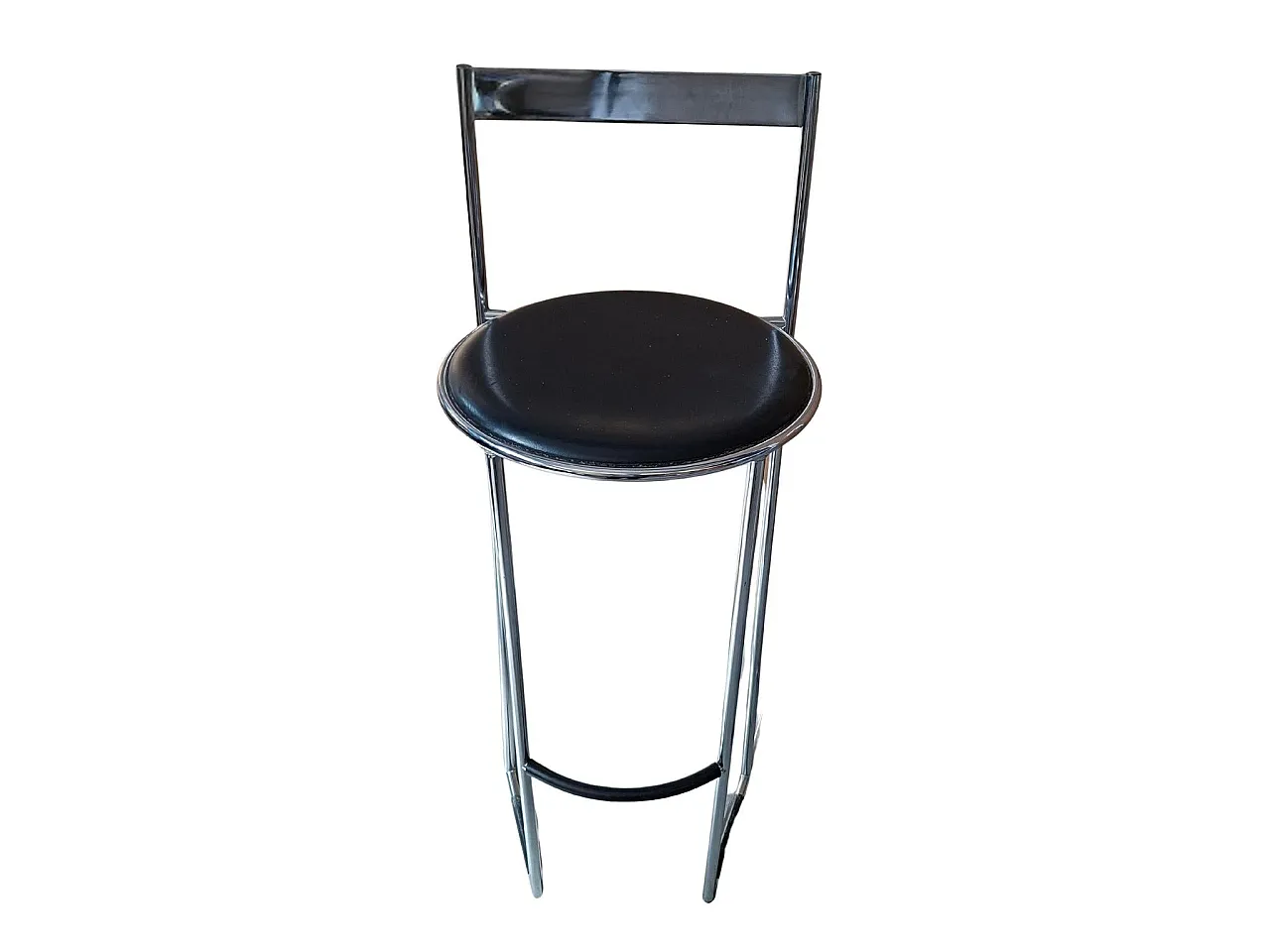 Pair of stools in chrome and leather, 1970s 4