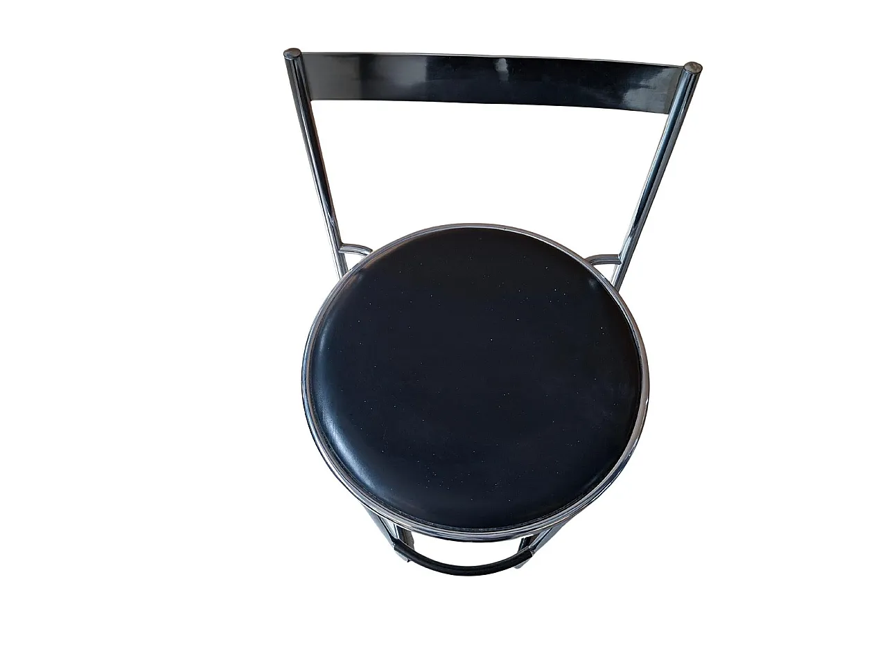 Pair of stools in chrome and leather, 1970s 5