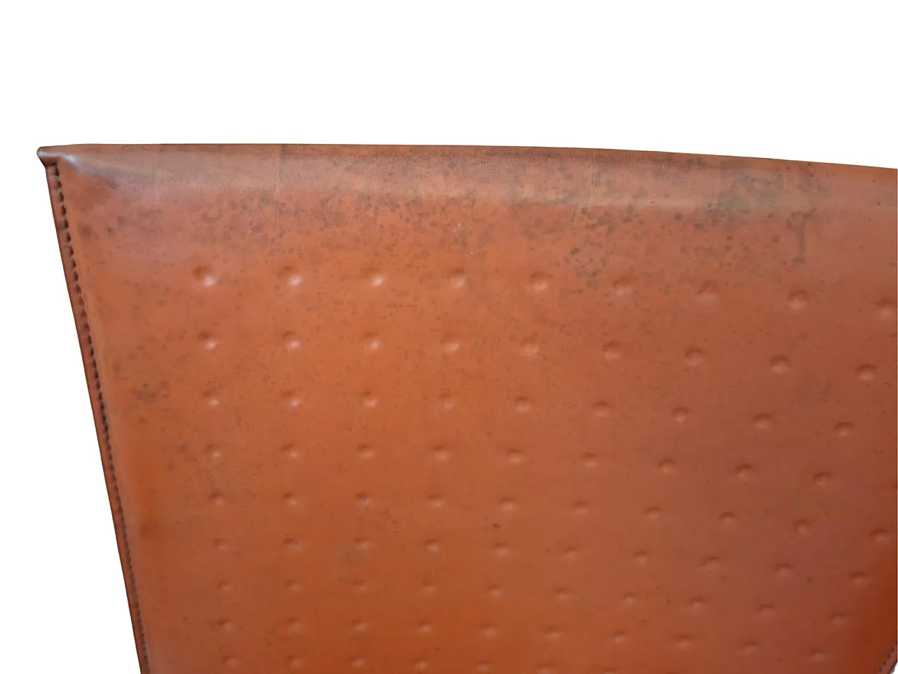 4 Orange leather and iron chairs, 20th century 6