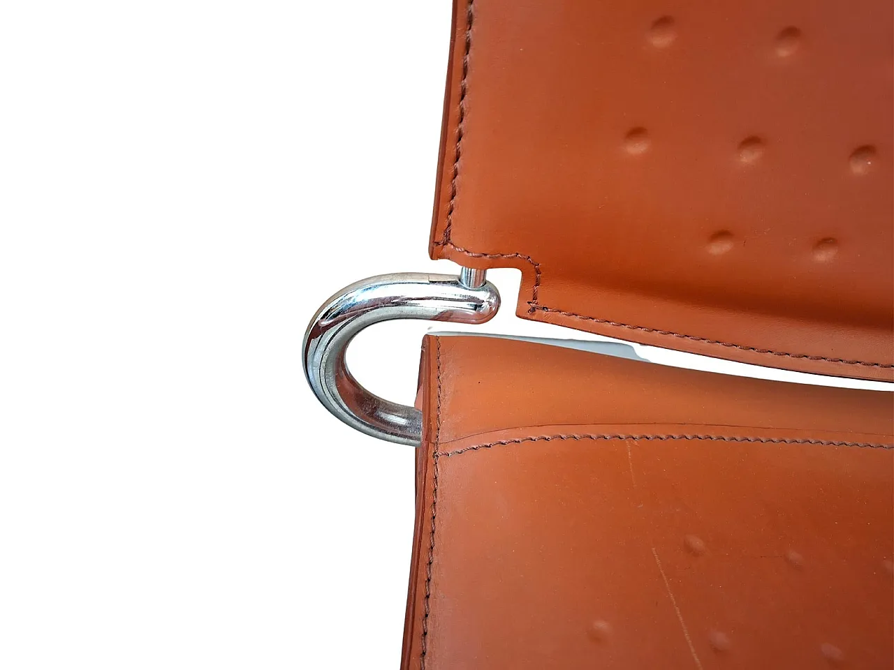 4 Orange leather and iron chairs, 20th century 7